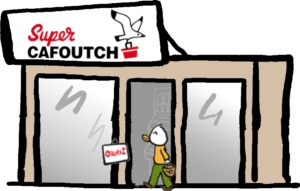 illustration devanture magasin Super Cafoutch